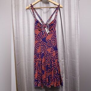 Free People Blue and orange red Mini Dress